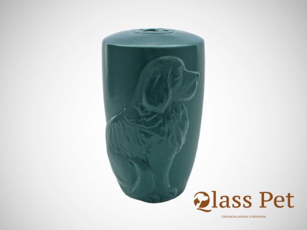 Urna Cão Gravado Verde